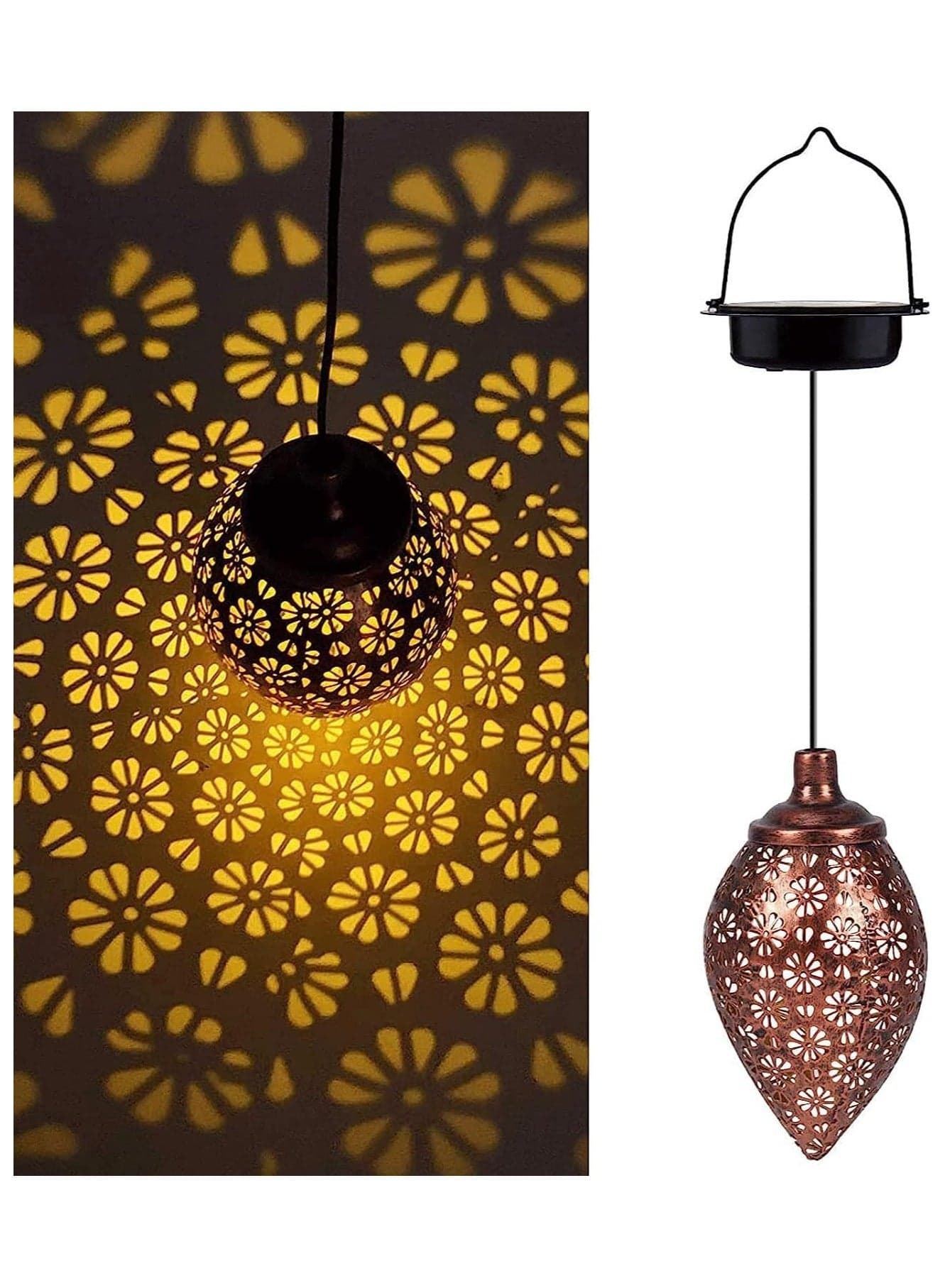 Solar Garden Lantern, Waterproof Yard Lamp Patio Decor Lights Hanging Solar Light Lawn and Porch Decor with Warm White Illumination for Pathway, Patio, Porch, Lawn, Courtyard Decorations (Copper)