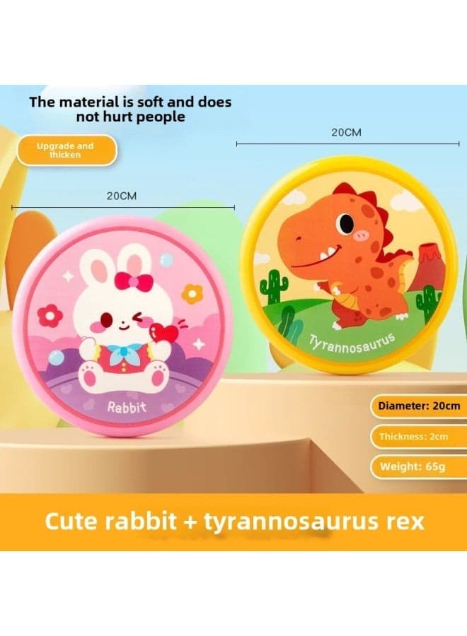 Kids Soft Outdoor EVA Frisbee - Safe Play Toy for Kindergarten, Parent-Child Fun, Lightweight Sports Disc, 20cm Diameter, Cute Cartoon Rabbit & Tyrannosaurus Design, Perfect for Pl