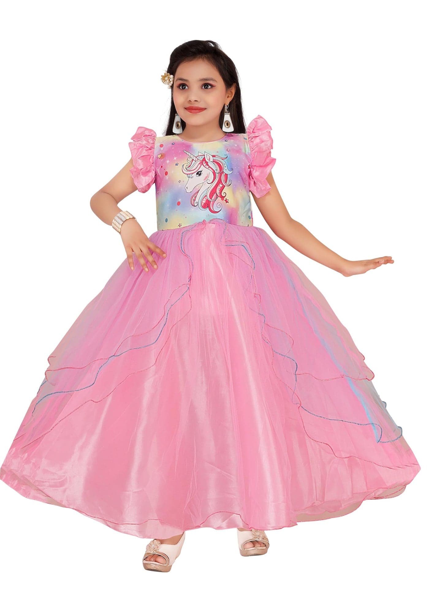 My Lil Princess Girls' Knee-Length Dresses Pink Unicorn Knee-Length Dresses_32_8-9 Years