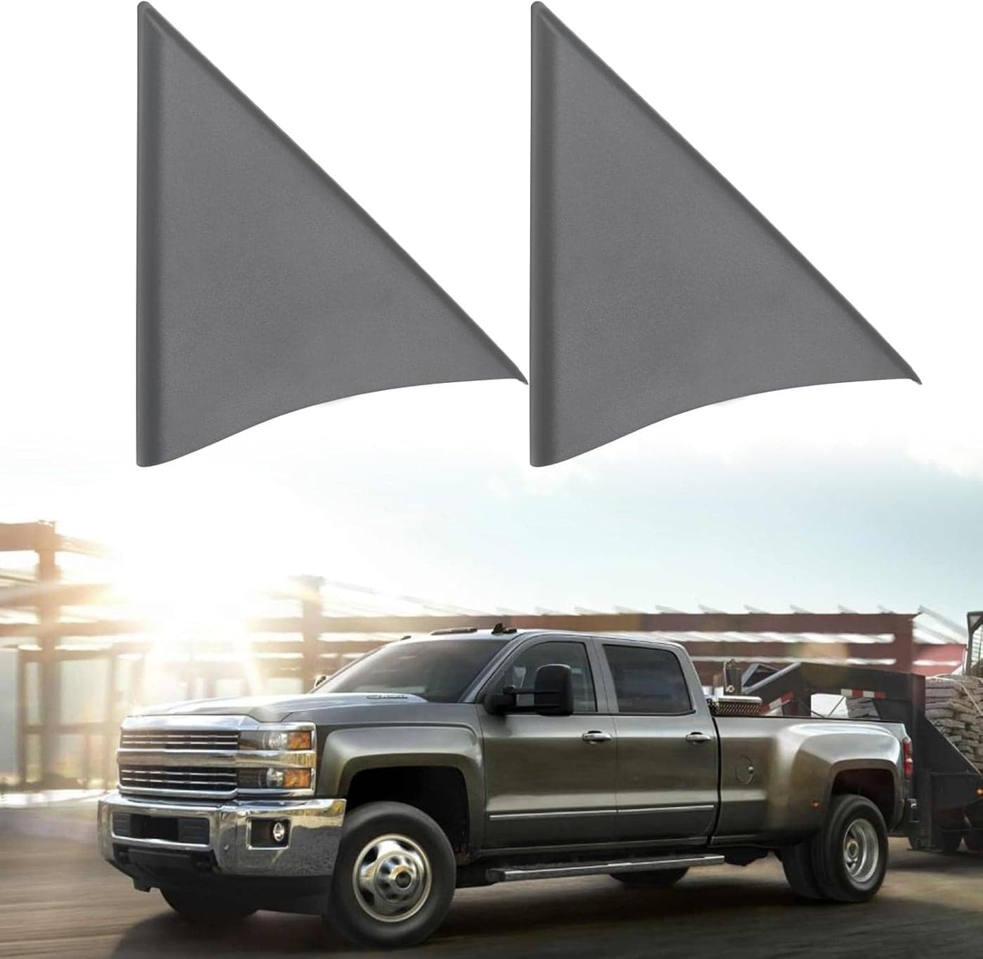 PEVAST Front Door Upper Trim Panel Triangle Cover for 2007-2013 Chevy Silverado, Avalanche, Suburban, Tahoe, GMC Sierra, Yukon (Gray)
