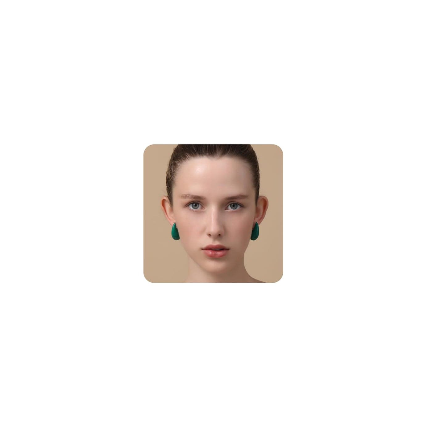 Apsvo Earring Dupes Green Chunky Gold Hoop Earrings for Women, Lightweight Tear Drop Waterdrop Hoops Gold Plated Earrings Hypoallergenic Fashion Teardrop Trendy Jewelry (Green)