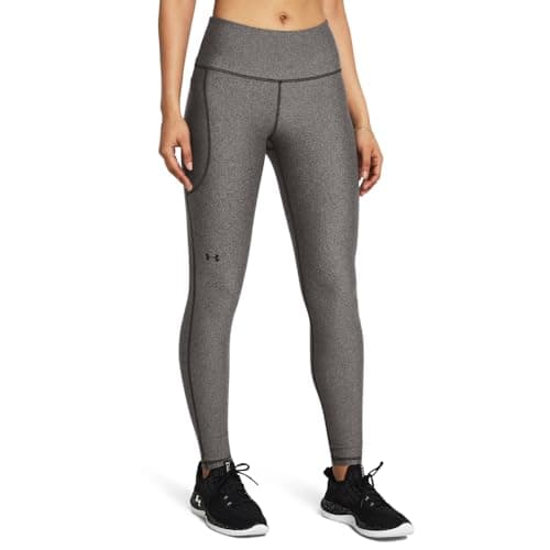 Under Armour Womens HeatGear Armour High NoSlip Waistband Pocketed Leggings 020 Charcoal Light Heather Black Small
