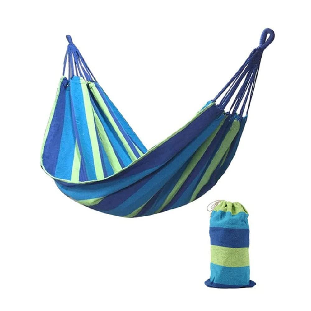 TASKHOUSE Outdoor Hammock Portable Hammock Garden Sports Home Travel Camping Swing Canvas Striped Parachute Canvas Cotton Cloth Hammock 280x80Cm Blue