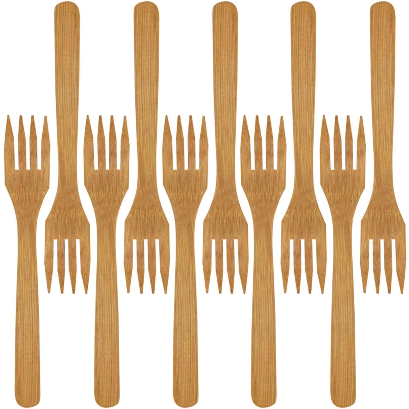 BambooMN Premium Solid Bamboo Dinner Fork 8 All Natural Reusable Dinnerware 30 pcs