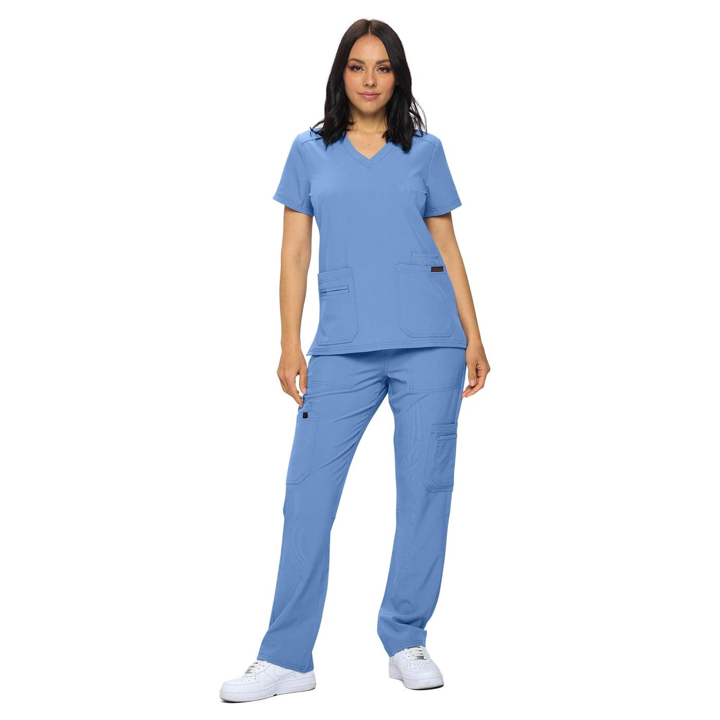 Monarch Uniforms Scrub Sets in Regular and Petite Stretchy Scrubs for Women Set of Scrub Top and Scrub pantsCEIL BLUEXL