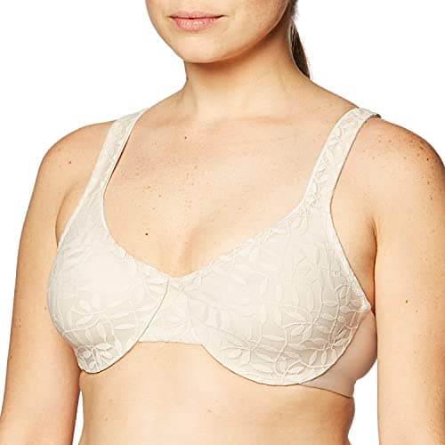 Olga Women's Sheer Leaves Minimizer Bra, Butterscotch, 42DD