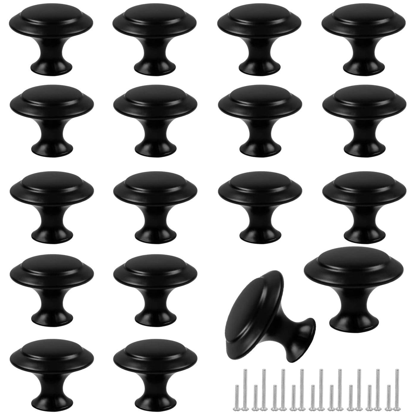 Romeda 18 Piece Drawer Hardware Black 30mm Cabinet Knobs Pulls for Dressers Kitchens with Screw
