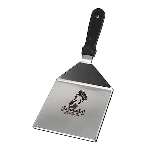 The Sasquash - Mammoth Smash Burger Spatula - Professional Grade Extra Wide Hamburger Turner - Heavy Duty 6 x 5.5 Inch, One Pound Knife Grade Stainless Steel, Blackstone BBQ Griddle and Grill Tool