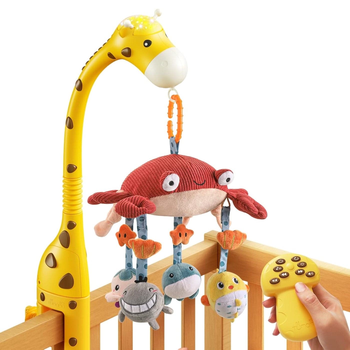 TUMAMA Baby Crib Mobile3 in 1 Crib Toys with Remote ControlProjection Night Light Music and White Noise Mute Spin Motor Nursery Sensory Toys for Infant 0 3 6 9 Month Newborn Xmas Gift