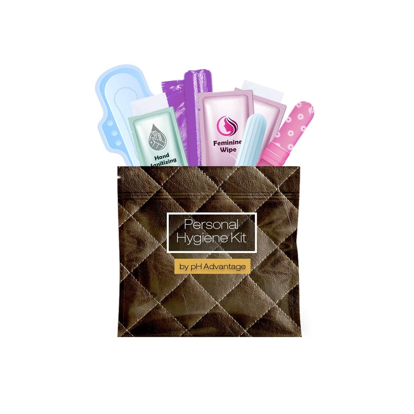 Menstrual Kit AllinOne Convenience on The Go Single Period Kit Pack for Travelling Tweens Teenagers or Emergency situations Individually Wrapped Feminine Hygiene Products Leather Dark
