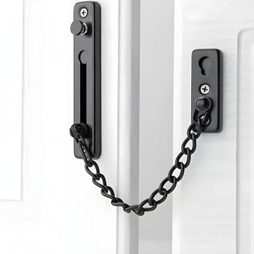 JIALTO Premium Door Latch, Door Chain Lock for Main Door - Ideal for Bedroom, Bathroom, Sliding Doors, Safety and Portable Use - Includes 360 Degree Eye Viewer (Black)