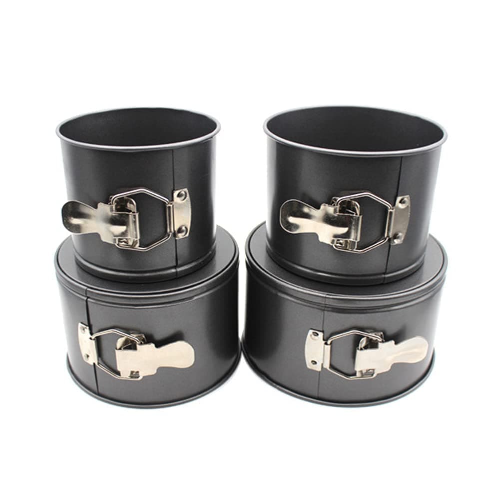beiyoule 4 Pcs Springform Pan 4inch 5inch 6inch 7inch Cake Tin for Baking Detachable Bottom Carbon Steel Cheesecake Mold Black