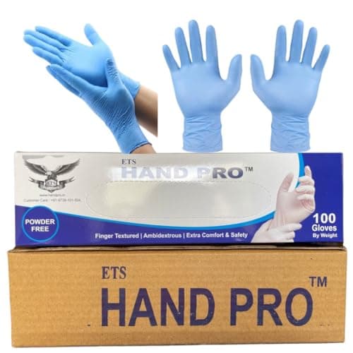 ETSHandPro Nitrile Gloves, Disposable Powder Free Examination Hand Gloves, True Blue Color, Food Grade (Large, 100, Pack Of 1)