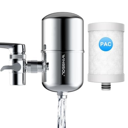 WINGSOL WINGSOL Stainless Steel Water Filter for Sink Faucet, NSF/ANSI 42 & 53, 360° Rotating Tap Purifier Reduces PFAS, Lead, Chlorine & Microplastics, 350 Gallons Long-Lasting for Kitchen & Bathroom