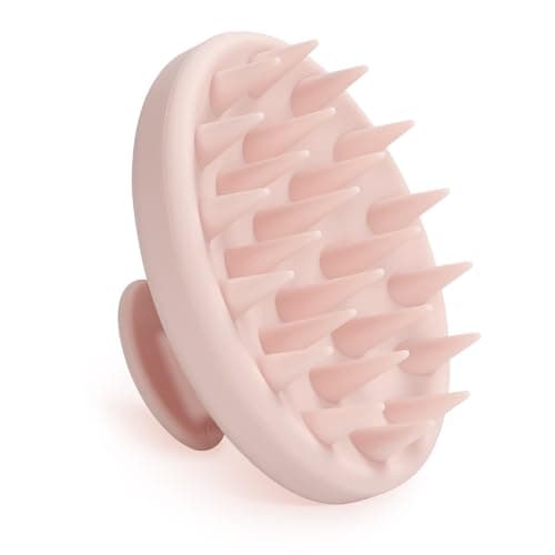 Meartchy Silicone Scalp Massager Scalp Scrubber for Hair Growth with Soft Bristles Scalp Exfoliator Brush Dandruff Removal Shampoo Brush for Wet Dry Scalp Care Light Pink