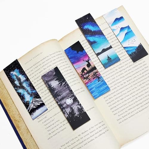 Antara Wilderness Magnetic Bookmarks with Inspirational Quotes | Set of 5 Book Marks with Stong Magnet | Beautiful Nature Paintings | Laminated Matte Finish | Ideal Gift for Bookworms | 1.3" X4.5"