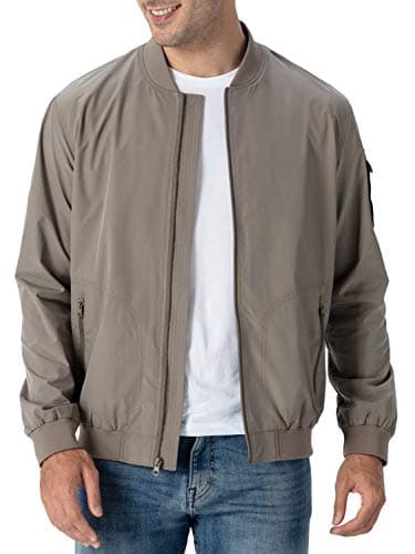 Rdruko Mens Light Jackets Casual Stylish Windbreaker Bomber Jacket Zip UpKhaki US XXXL