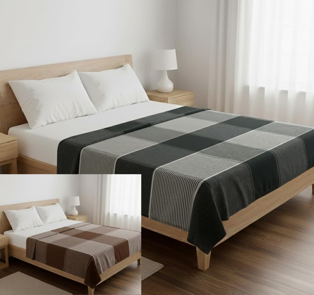 THARUNSHA ELITE 100% Pure Cotton Blanket Single Size Daily use Blanket 60X90 inch Set of 2