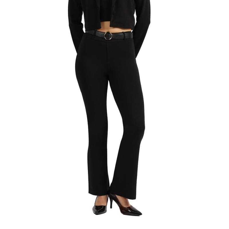 BlissClub AM:PM Cotton Flare Pants - Lite | Tall - Above 5.5" | Cotton Pants | Belt Buckles | Classic Patch Pockets | High Waist