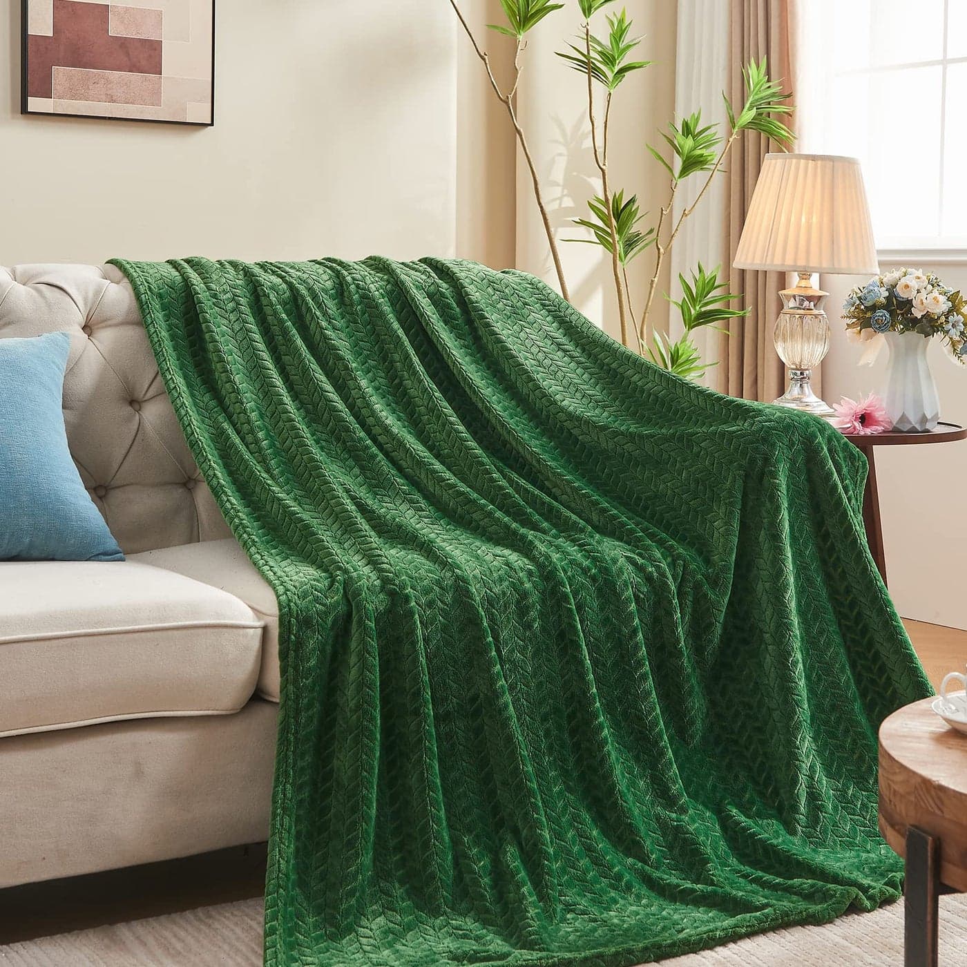 inhand Fleece Twin Blanket for Bed Green Throw Blanket for Couch Super Soft Cozy Warm Blankets and Throws Lightweight Fuzzy Large Blanket for Sofa Bed Office60x90 inches