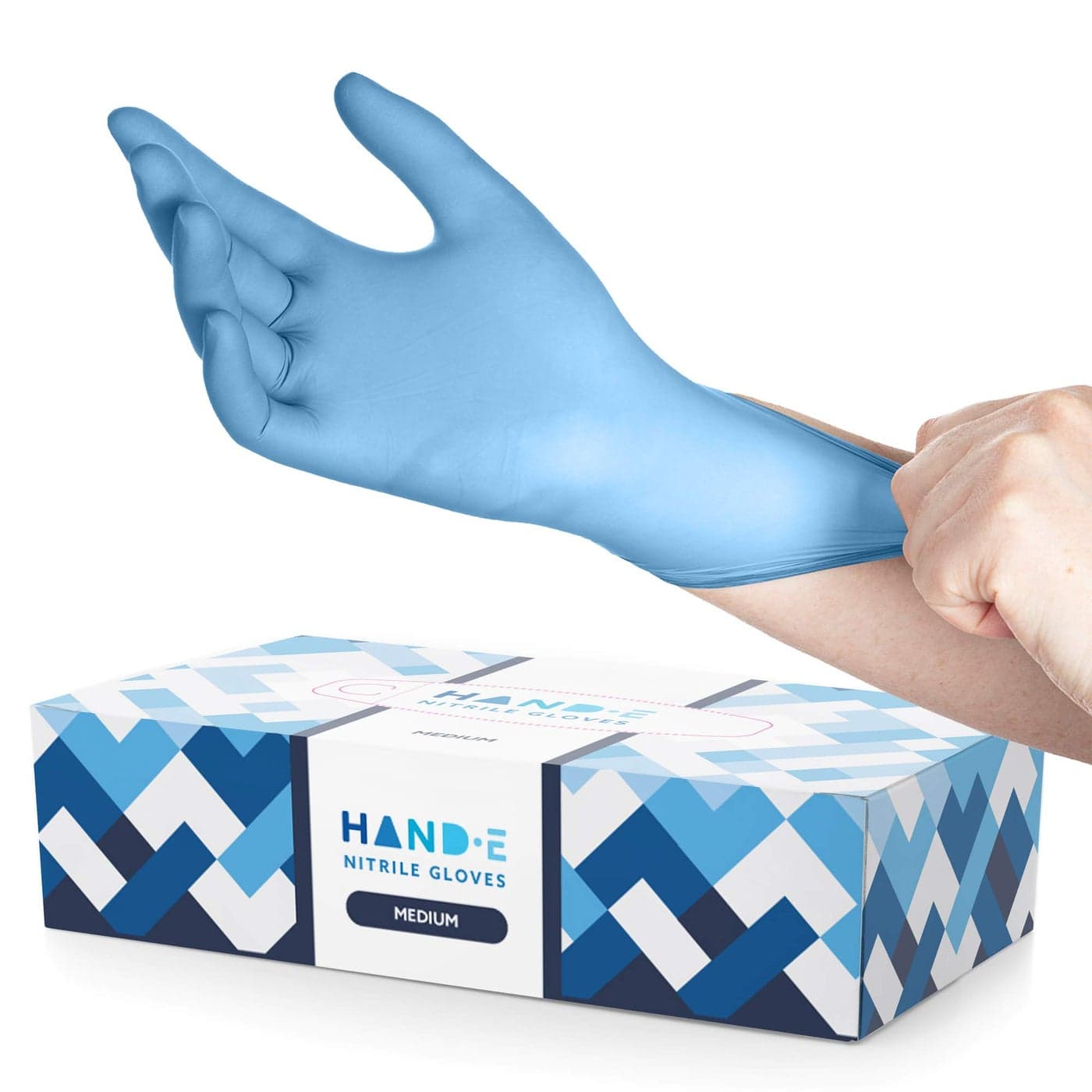 HandE Disposable Blue Nitrile Gloves Medium 100 Count Kitchen Gloves Powder Free Latex Free Medical Exam Gloves with Textured Grip Fingertips Cleaning Salon Painting