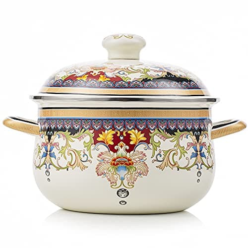 OLYTARU Nonstick Deep Enamel on Steel Stock Pot/Stockpot with Lid, 3 Quart (3L)