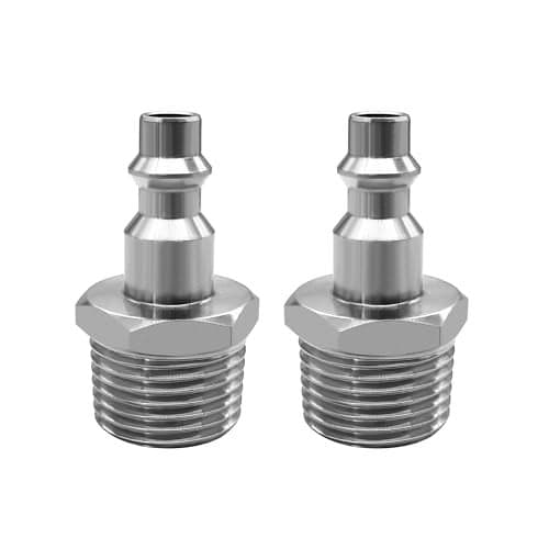 Beduan Stainless 14 Air Hose Adapter Fittings 12 MPT Male Threaded Air Compressor Plug universal Industrial IM Type DPack of 2