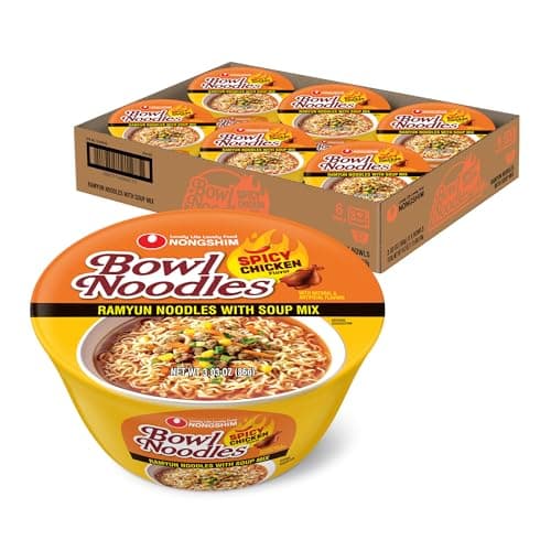 Nongshim Spicy Chicken Noodle Soup Bowl Soup Mix 6 Pack KoreanStyle Ramen Noodle Instant Soup Microwaveable