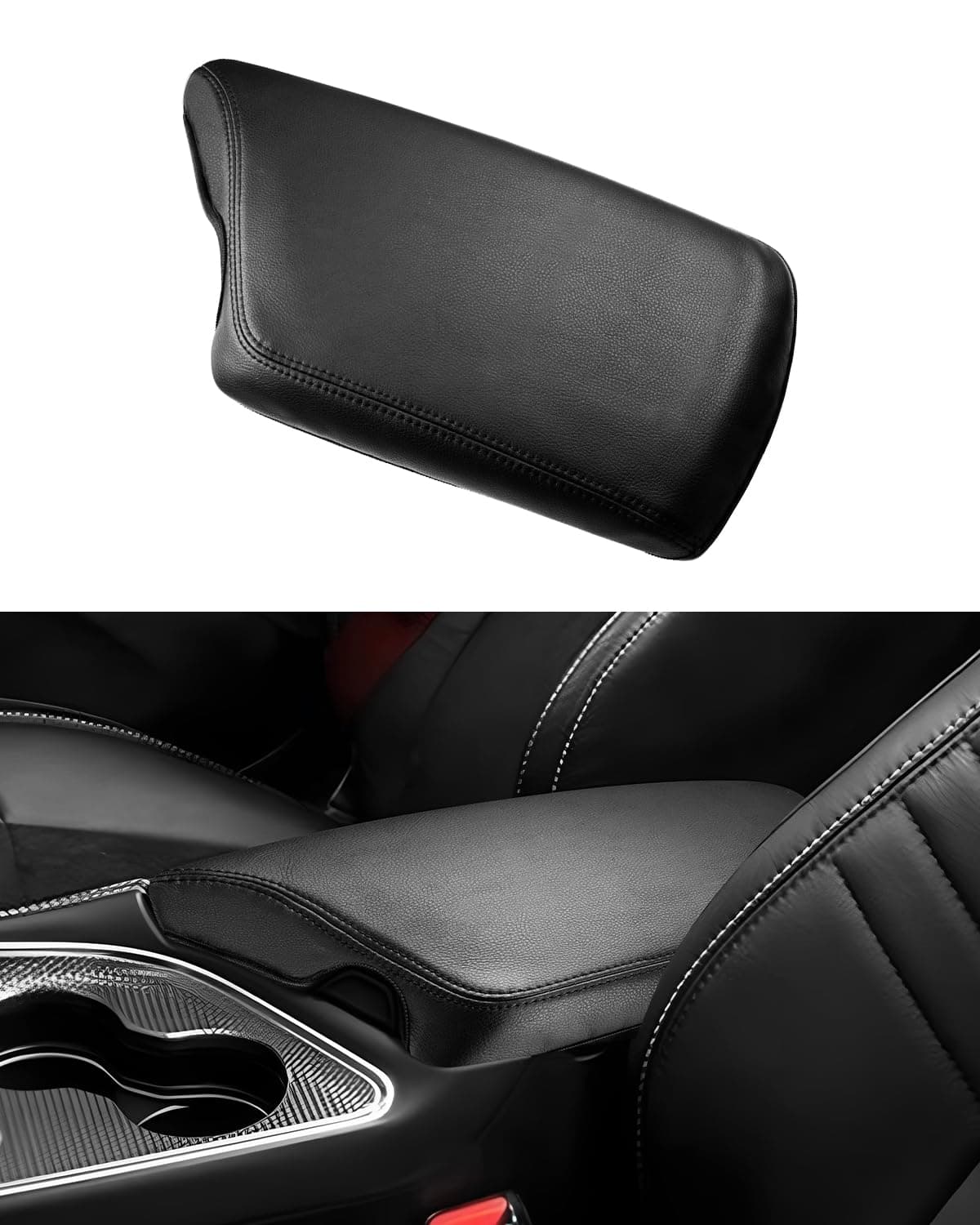FIILINES Center Console Cover for Dodge Challenger 2015-2023 Center Console Armrest Cover Challenger Interior Accessories Armrest Cover Center Console Pad Anti-Scratch Black