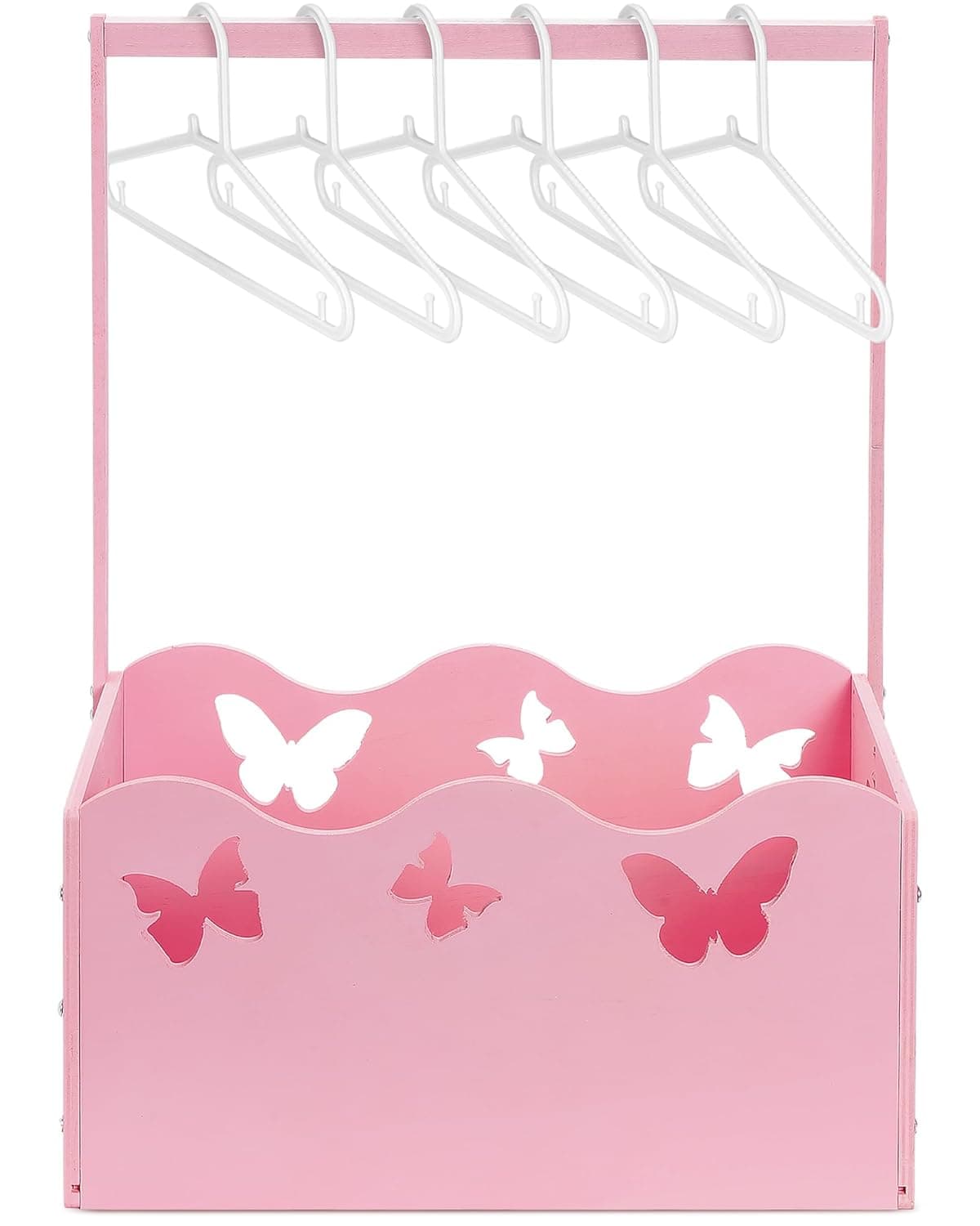 Suzile Wooden Crate for Baby Shower Storage Crate Basket with Handle Baby Registry Hamper Pregnancy Gift for New ParentPinkButterfly