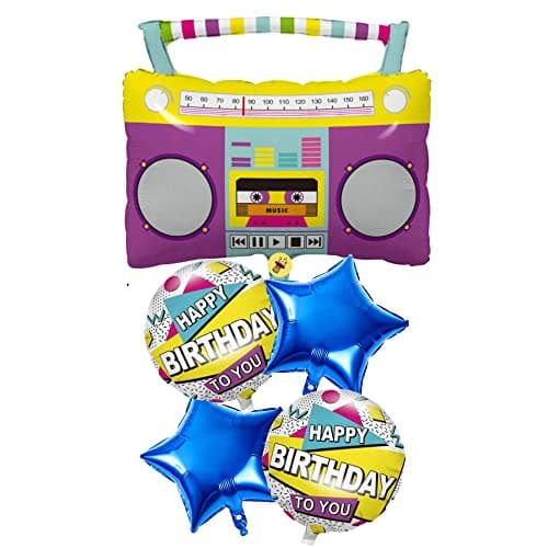 Atpata Funky Radio shape Musical Theme Happy Birthday Foil Balloons for unisex Birthday Party Decorations Supplies