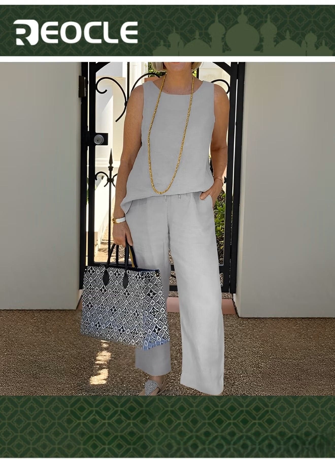 Sleeveless Top Nine-point Wide-leg Pants Two-piece Set for Women New Summer Cotton and Linen Suit Loose Casual Suit