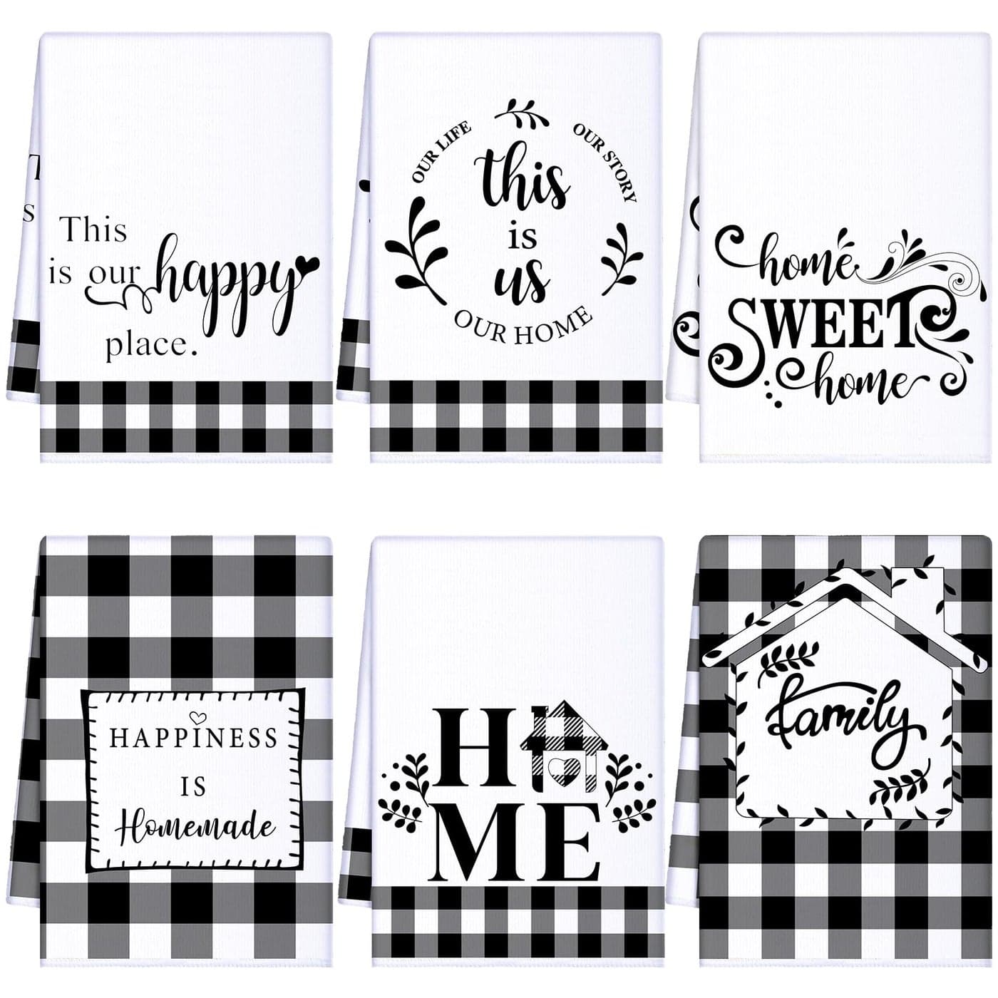 Geyoga 6 Pcs Spring Floral Kitchen Towels Flamingo Dish Hand Towels Sunflower Daisy Flower Wildflower Tea Cloths for Spring Easter Kitchen Bathroom Decor 16 x 24 InchWhiteBuffalo Plaid