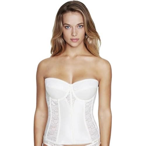 Dominique Women’s Lace Longline Corset Bustier Bra #8949 – Strapless Bra Seamless Full Figure Support - Lingerie for women