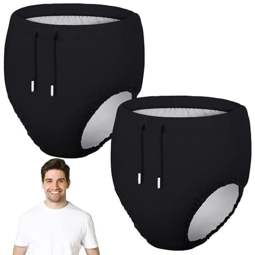 Glitopper 2 Pcs Reusable Adult Swim Diapers Special Needs Cloth Diaper Covers Washable Nappy Trunks Waterproof Leakproof for Postpartum Women Incontinence Protection Unisex(XL)