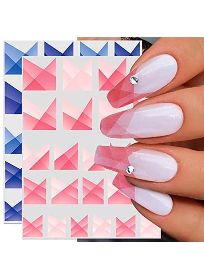 SILPECWEE French Nail Art Stickers Decals French Tip Nail Stickers SelfAdhesive Nail Design Stickers Gradient Stripes Halo Dyeing Nails Tips 3D Nail Decorations for Women Girls 6 Sheets