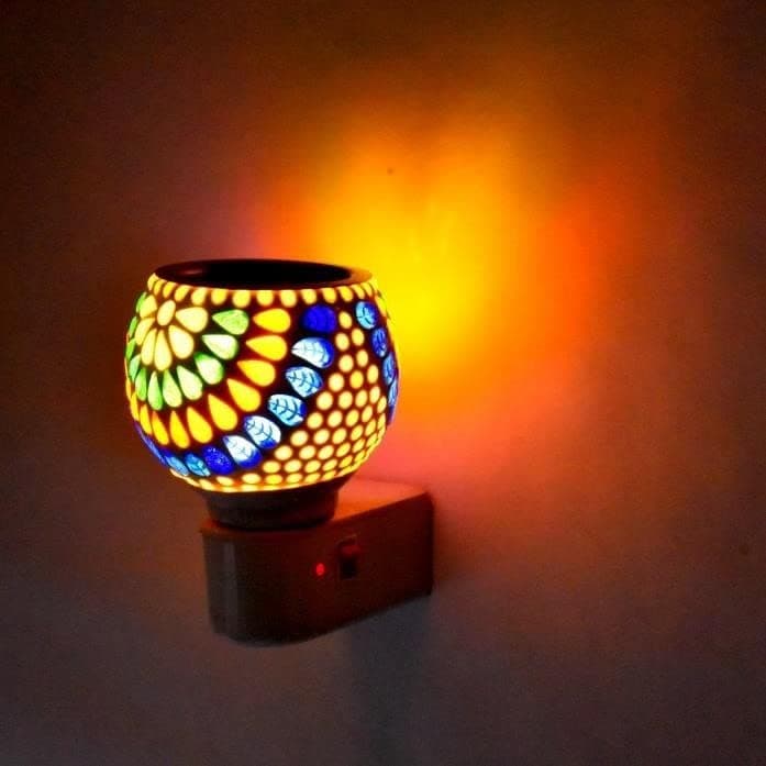 JUBILEE Electric Kapoor Dani Dhoop Dani Pooja for Home Office Multipurpose Ceramic Kapoor Dani Night lamp Incense Burner Aroma Burner with Night Lamp Aroma Electric Kapur Burner Design 12