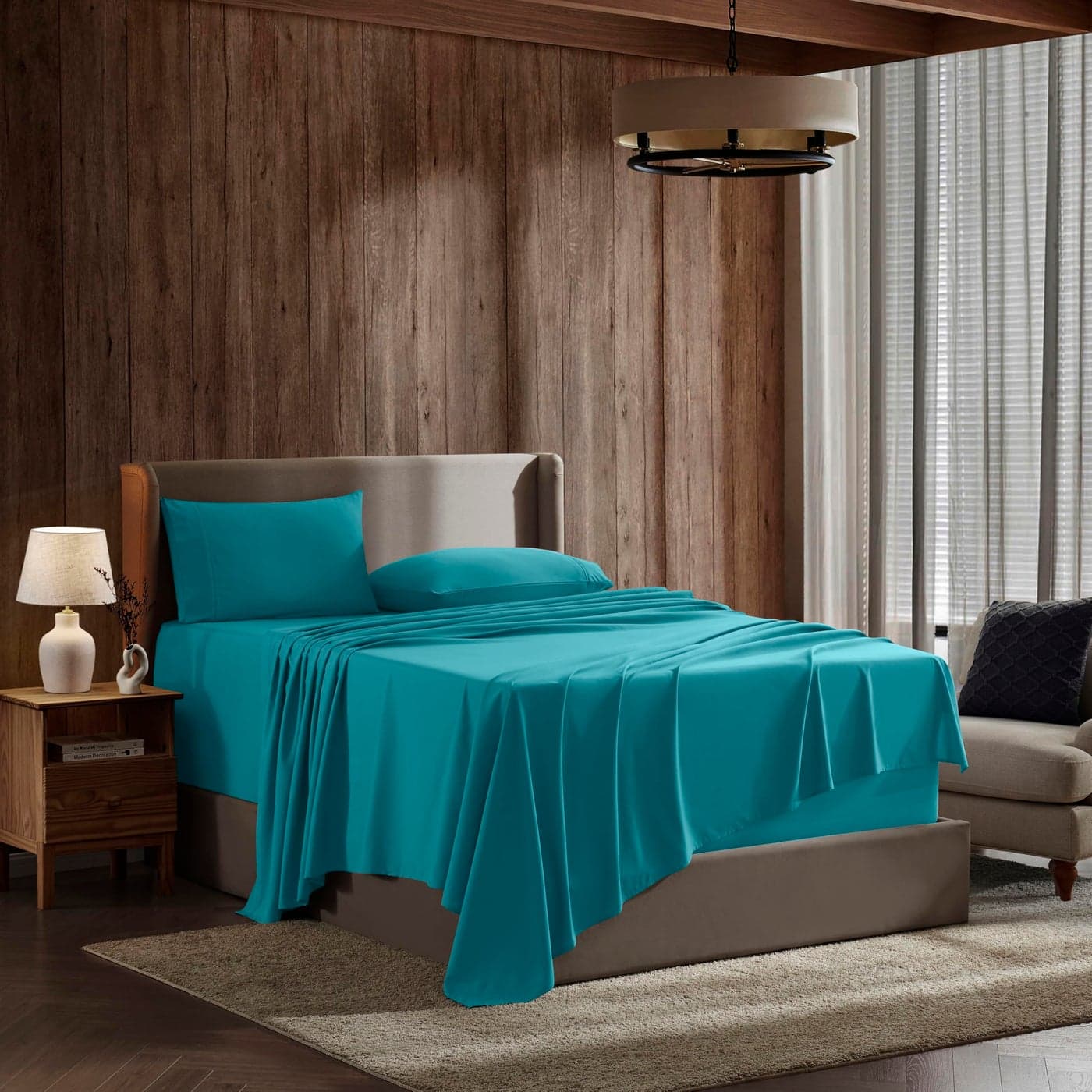 Nestl King Sheet Set Luxury 1800 UltraSoft Microfiber King Bed Sheets Double Brushed Deep Pockets Easy Fit 4 Piece Set Bedding Sheets Pillowcases King Teal