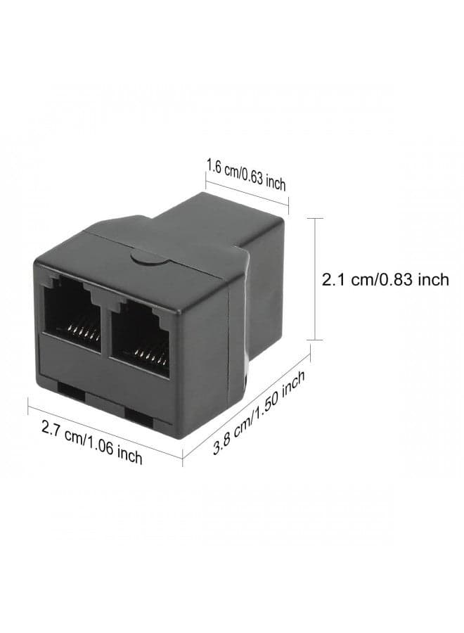 Uvital RJ12 6P6C 1 Female to 2 Female Telephone Line Splitters, Telephone Landline Cable Connector and Separator(Black,2 Pack)