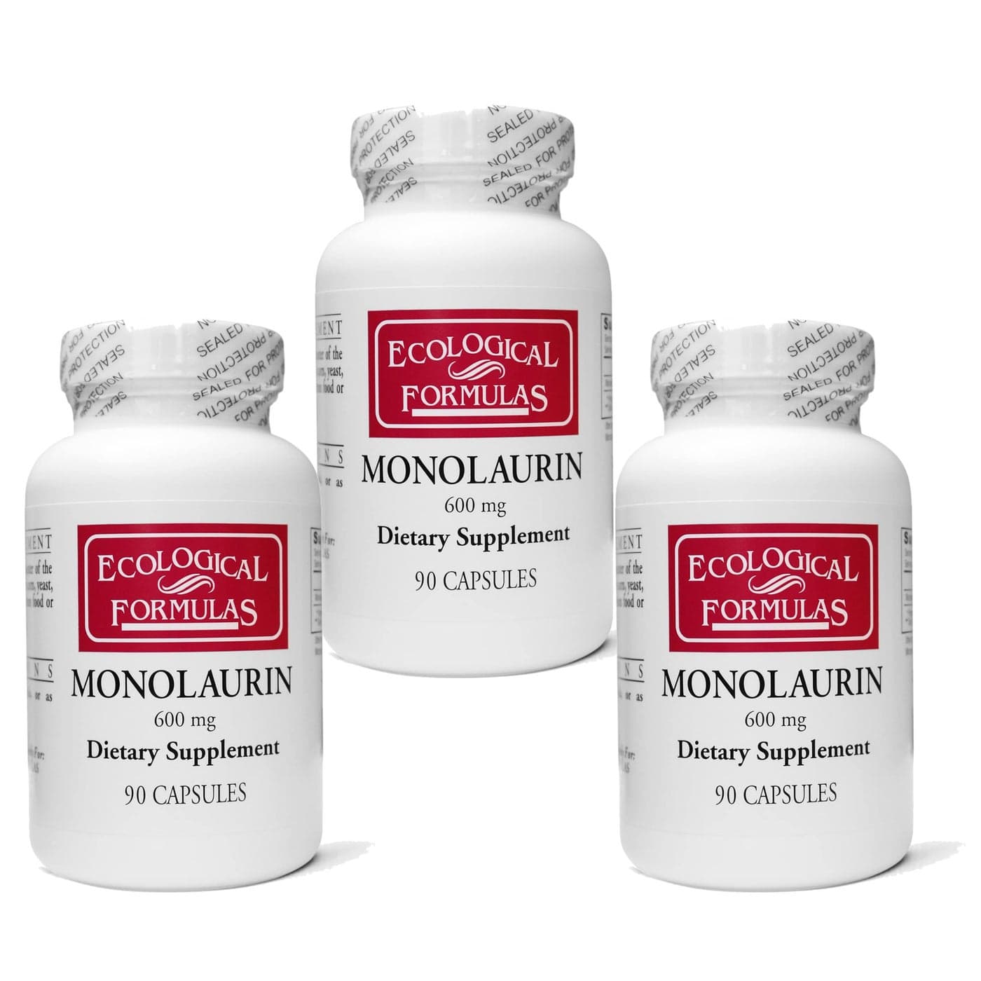 Ecological Formulas 600 mg Monolaurin Three Individually Sealed Bottles 270 Count