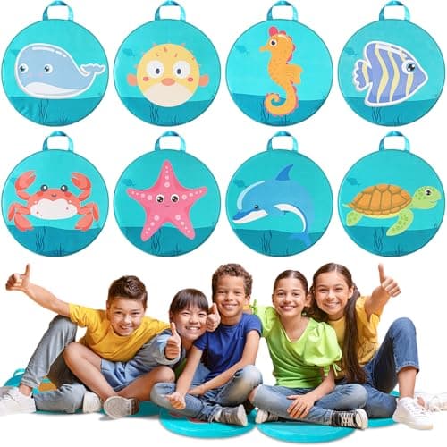 Suzile 8 Pcs Under the Sea Kids Floor Cushions for Classroom Ocean Animals Flexible Seating Mat Round Soft Waterproof Floor Pillow for Home Daycare Preschool Kindergarten 8 Styles