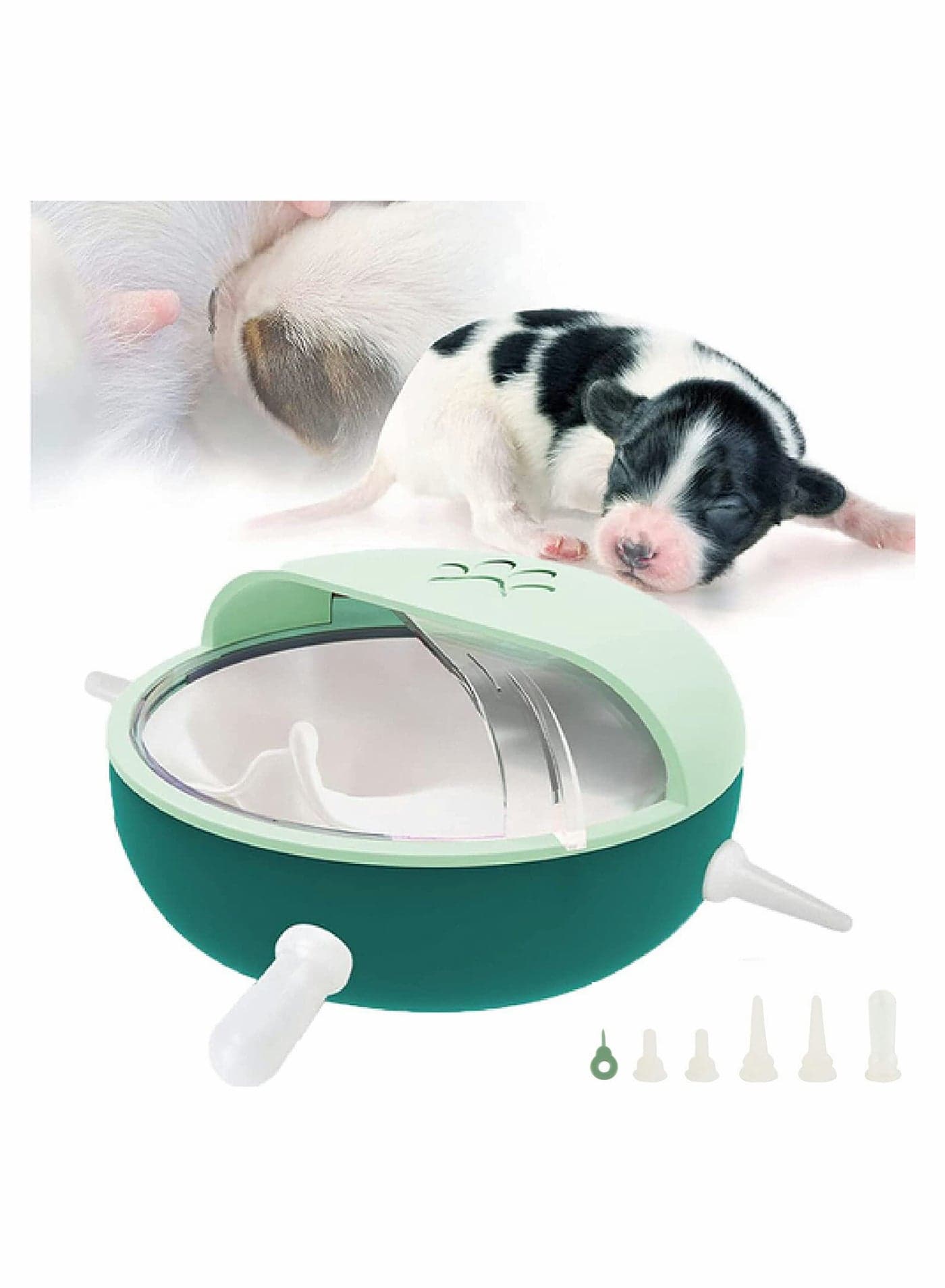 4 Nipples Puppy Nursing Station, 180ML Silicone Puppy Pacifiers Pet Milk Feeder Feeding Bowl for New Born Pet, Puppies, Kitten, Cats, Dog, Rabbits