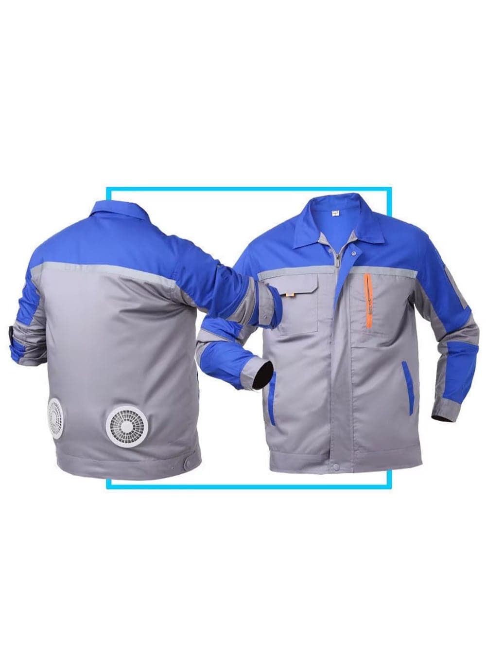 Men's Summer Cooling Work Jacket with Dual Turbo Fans, USB Rechargeable Airflow System, Breathable Cotton Blend Fabric, Lightweight Industrial Safety Wear for Construction, Warehouse, Gardening, Factory, Workshop and Outdoor Activities