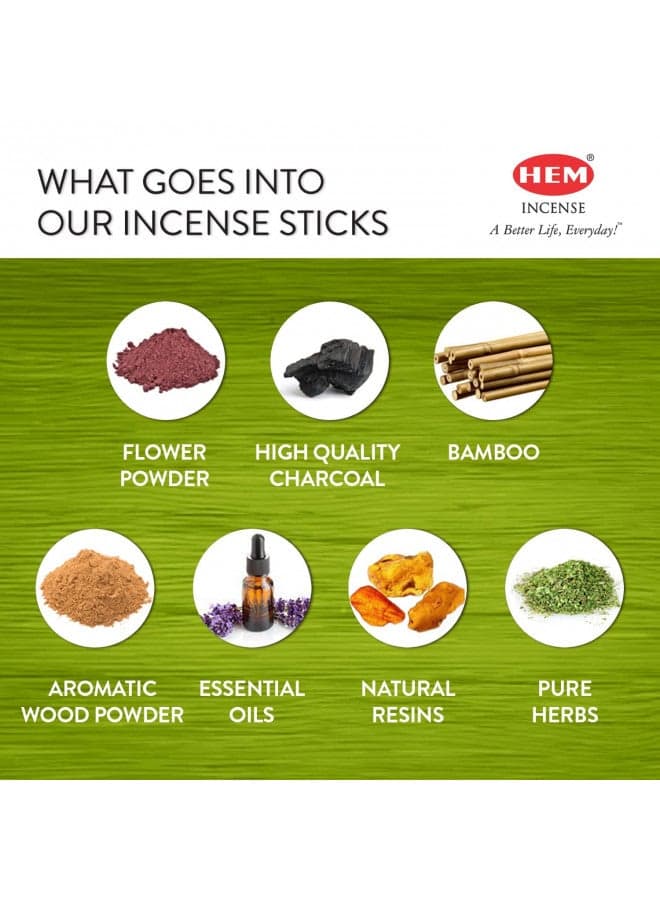 HEM Lemongrass Incense Sticks - Pack of 6 (20 Sticks Each) Scented Sticks for Relaxing & Meditation