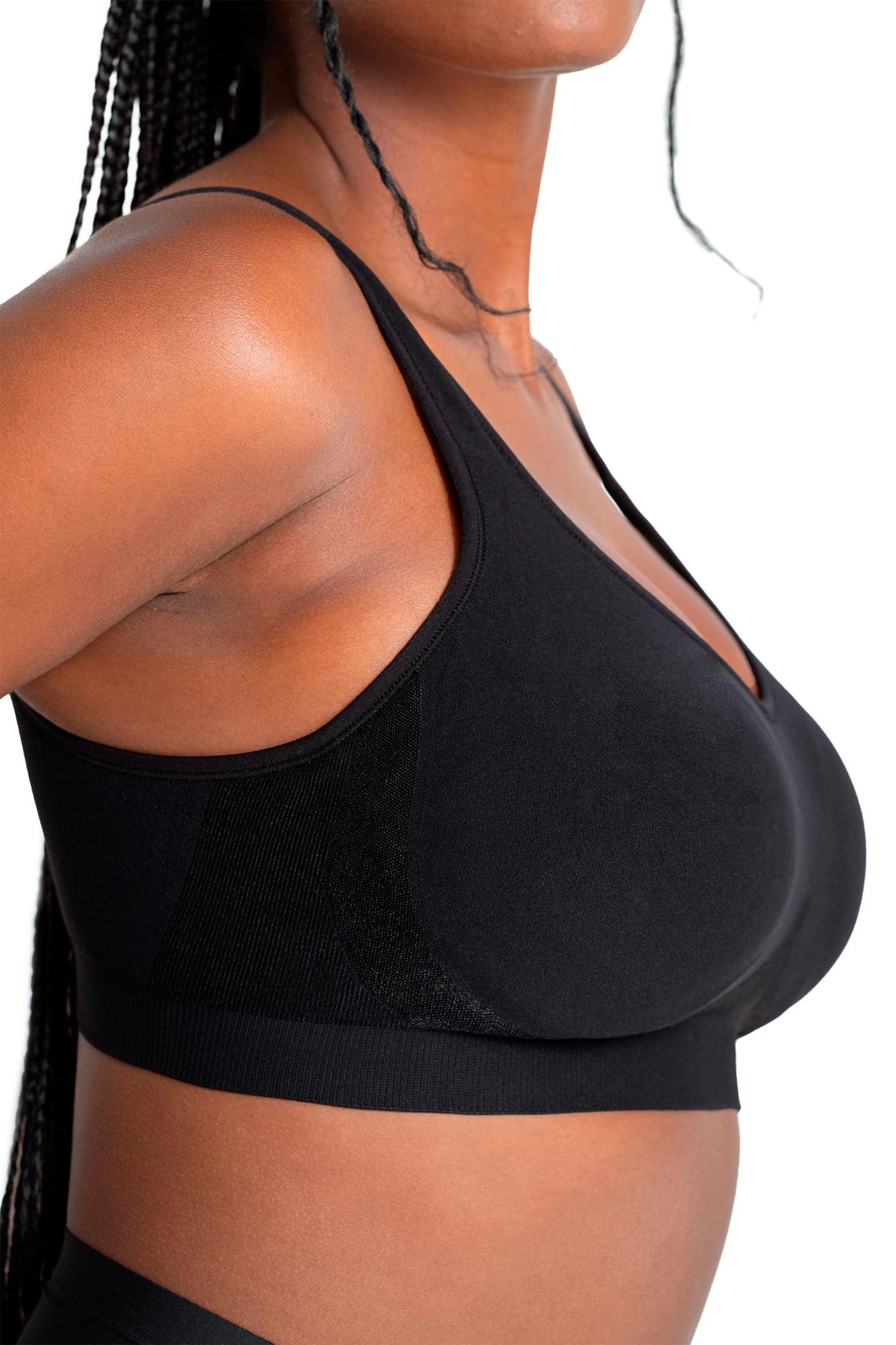 SHAPERMINT Bras for Women No Underwire - Seamless Bras for Women, Wireless Bra, Adjustable Plus Size Bra Black