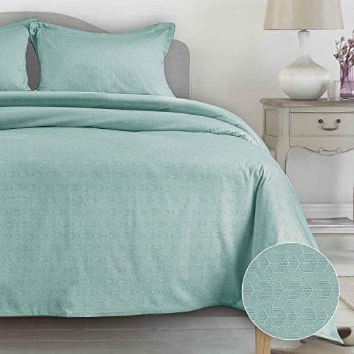 Spread Spain® 100% Cotton Geo Tokyo 500 TC Double Bed Super King Size Printed Bedsheet with 2 Pillow Covers, Comfort & Wrinkle Free Sheets (108'' x 108'' inch) - Mint