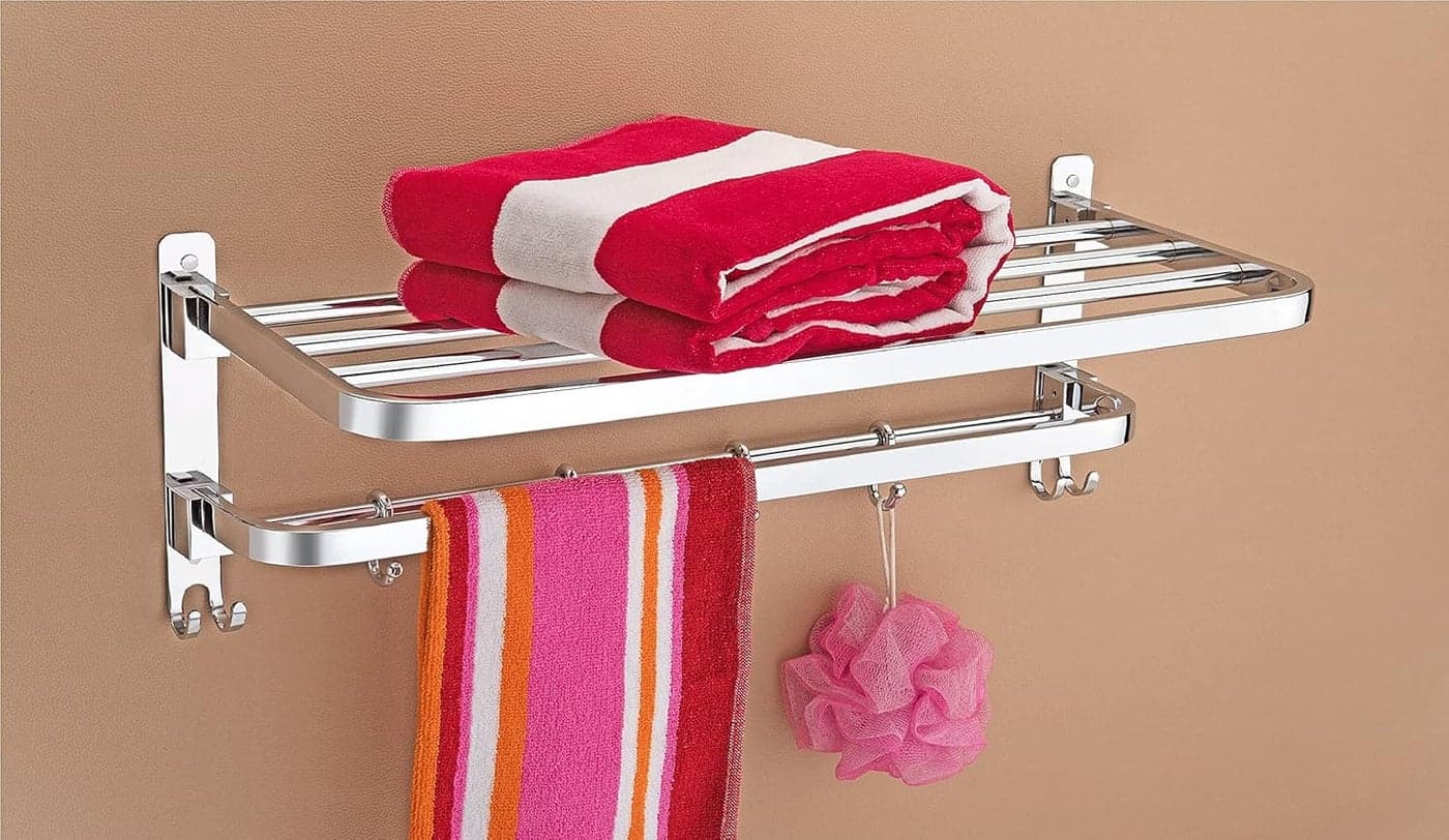 Ferio Stainless Steel Bathroom Accessories Set of Bathroom Hangers for Clothes Bathroom Towel Hanger for Wall Mounted Towel Rod for Bathroom Towel Hanger for Wash Basin Pack of 1 24 Inch