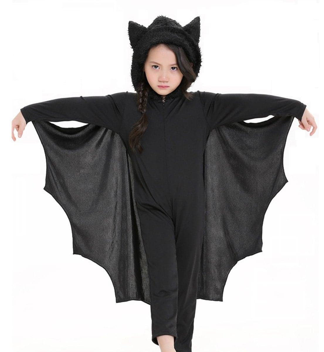 COOLJOY Kids Unisex Vampire Bat Costume Jumpsuit Halloween Cosplay Costume Party Animal Costume Outfits Long Sectionwith Gloves M Black