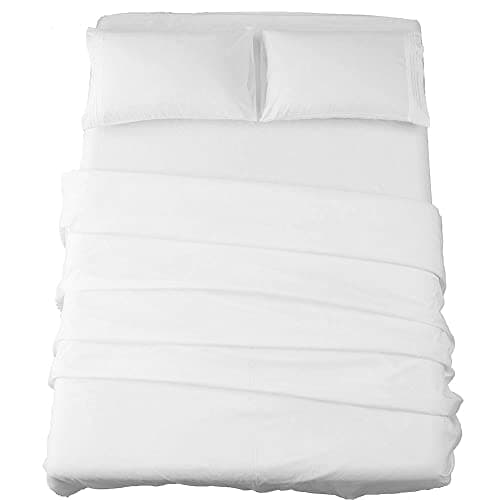 SONORO KATE Bed Sheet Set Super Soft Microfiber 1800 Thread Count Luxury Egyptian Sheets 18-Inch Deep Pocket Wrinkle and Hypoallergenic-4 Piece(King White)