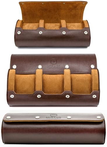 Watch Travel Case for Men Watch Roll for Travel Organizer and Display Watch Case - Swiss Espresso Vegan Leather Watch Case
